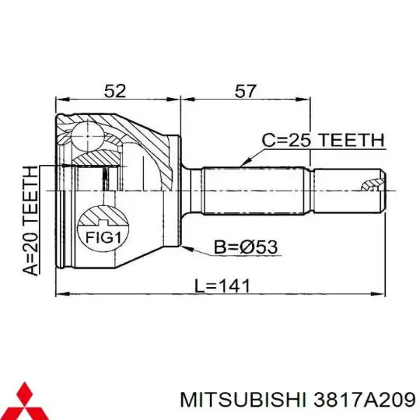 Пильник ШРУСа зовнішній 3817A209 Mitsubishi