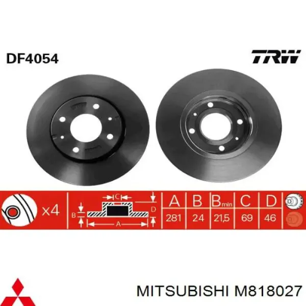 Гальмівні диски передні M818027 Mitsubishi