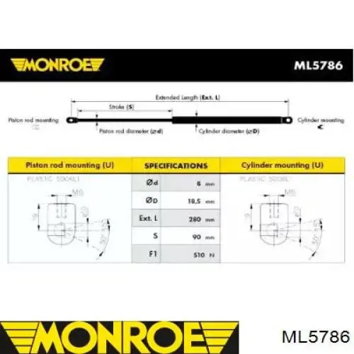 Амортизатор багажника 430719085100 Magneti Marelli