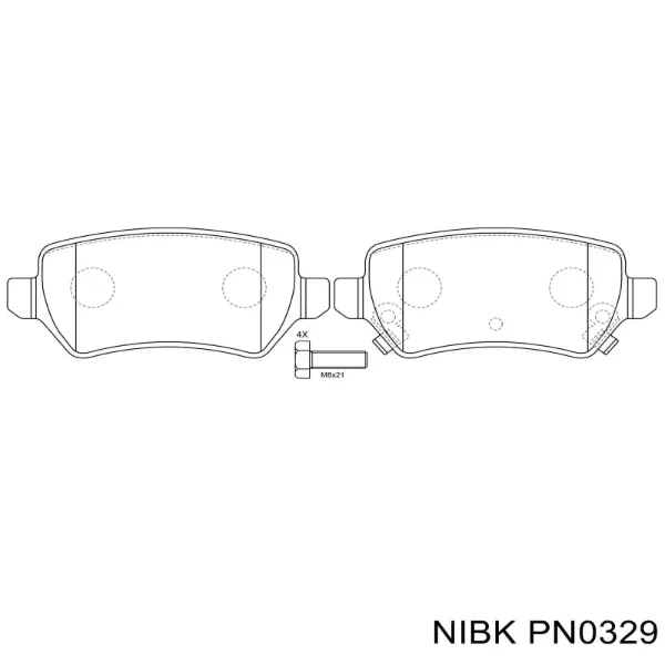 Задні гальмівні колодки PN0329 Nibk