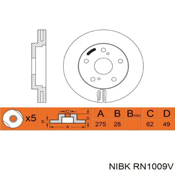 Гальмівні диски передні RN1009V Nibk
