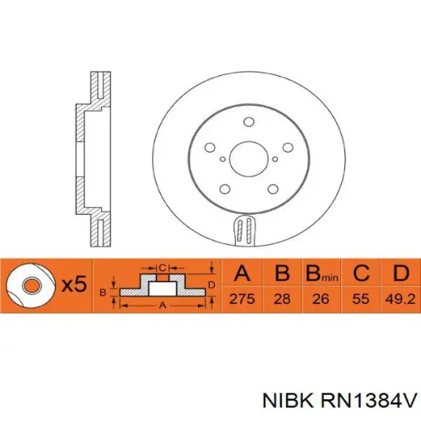 Гальмівні диски передні RN1384V Nibk