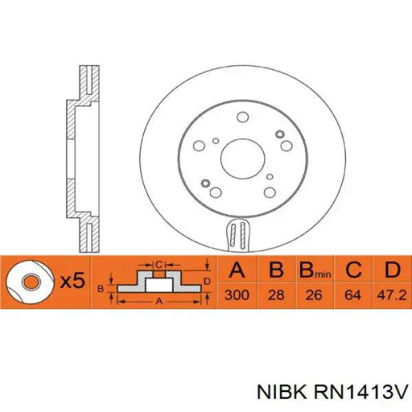 Гальмівні диски передні RN1413V Nibk