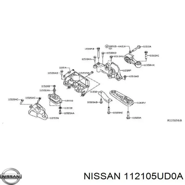 Подушка (опора) двигуна, права 112105UD0A Nissan/Infiniti