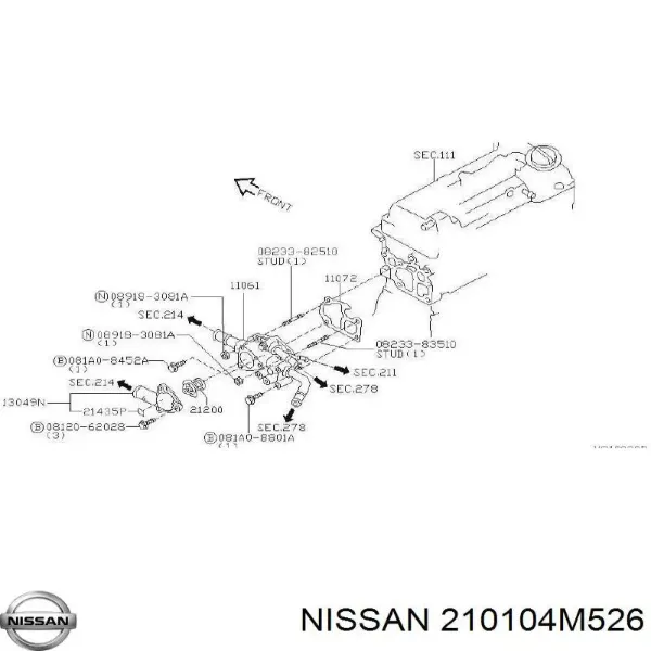 Купити 210104M526 Nissan/Infiniti Насос охолоджуючої рідини
