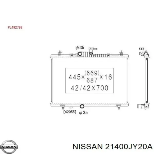 Радіатор 21400JY20A Nissan/Infiniti
