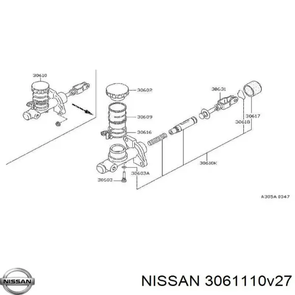 Ремкомплект головного циліндра зчеплення 3061110V27 Nissan/Infiniti