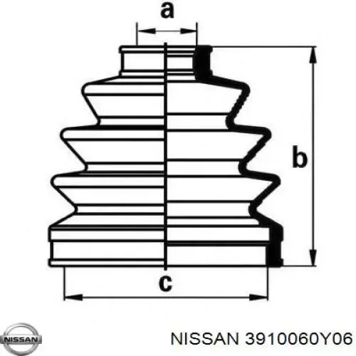 Піввісь права 3910060Y16 Nissan/Infiniti