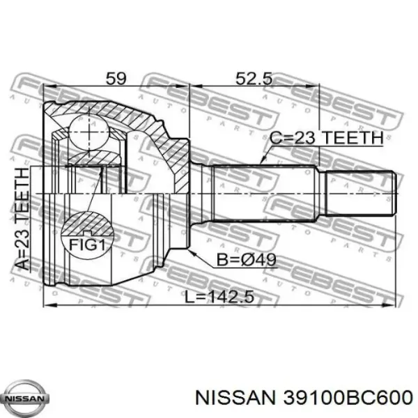 Піввісь права 39100BC600 Nissan/Infiniti