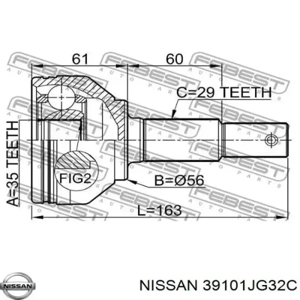 Ліва піввісь 39101JG32C Nissan/Infiniti