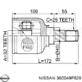 ШРКШ внутрішній, передній, лівий NISSAN 392049F628