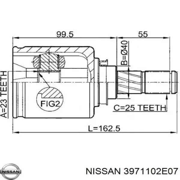 ШРУС внутрішній, передній Nissan Sunny III