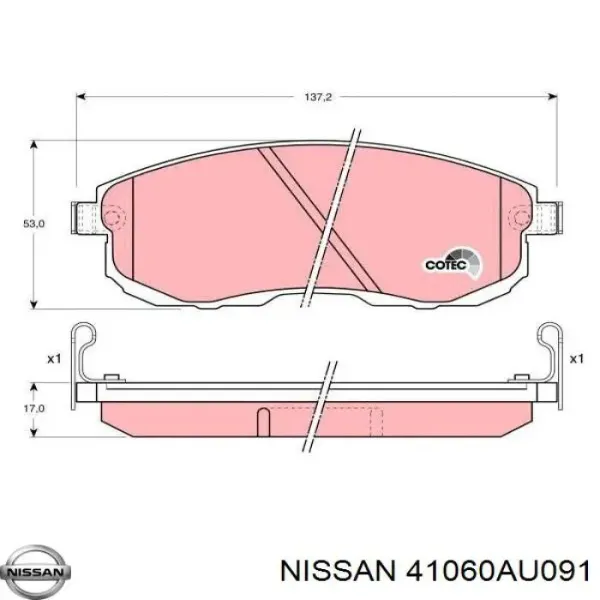 Передні тормозні колодки 41060AU091 Nissan/Infiniti