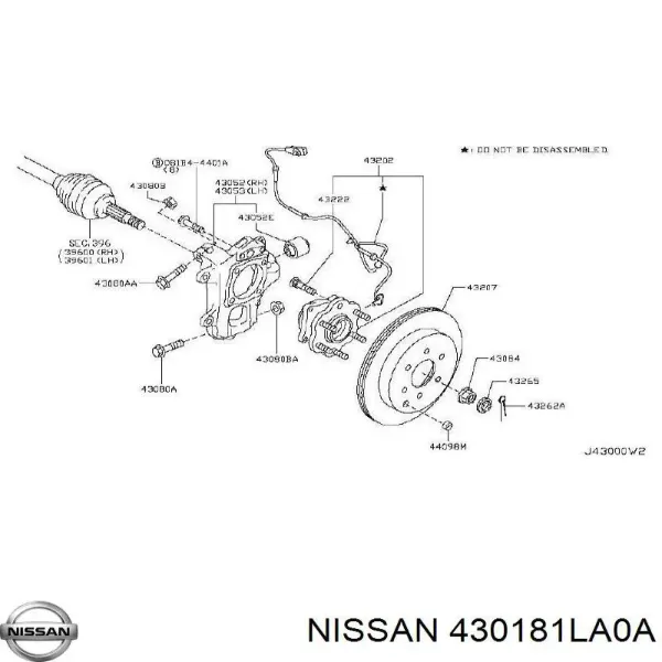 Цапфа - поворотний кулак задній, правий 430181LA0A Nissan/Infiniti