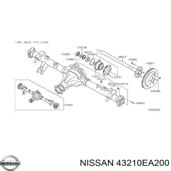 Підшипник піввісі заднього моста, внутрішній 43210EA200 Nissan/Infiniti