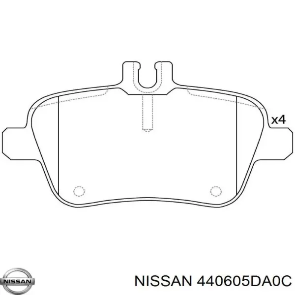 Задні гальмівні колодки 440605DA0C Nissan/Infiniti