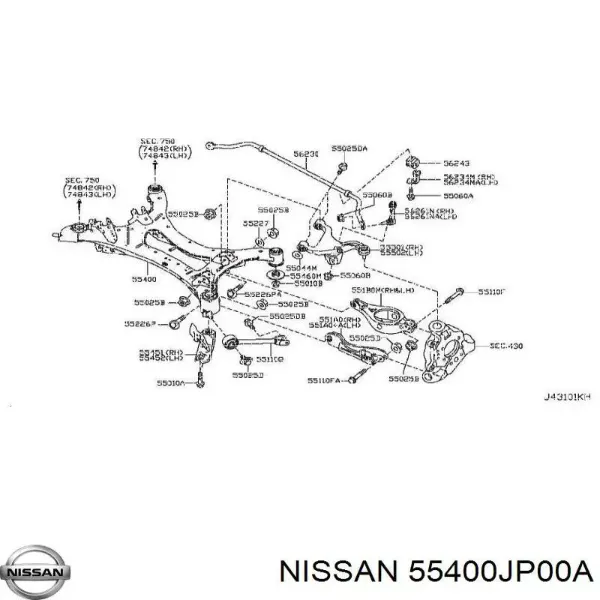 Балка задня 55400JP00A Nissan/Infiniti