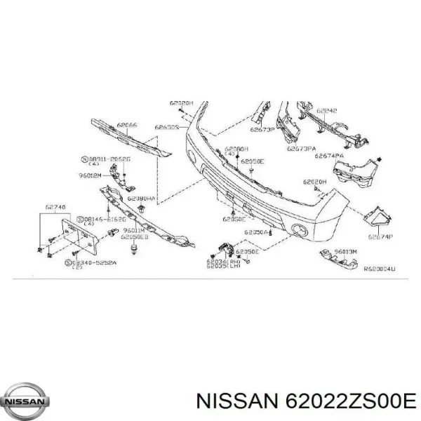 Передній бампер 62022ZS00E Nissan/Infiniti