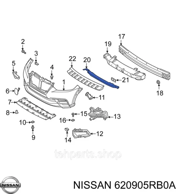 Абсорбер (наповнювач) бампера переднього 620905RB0A Nissan/Infiniti