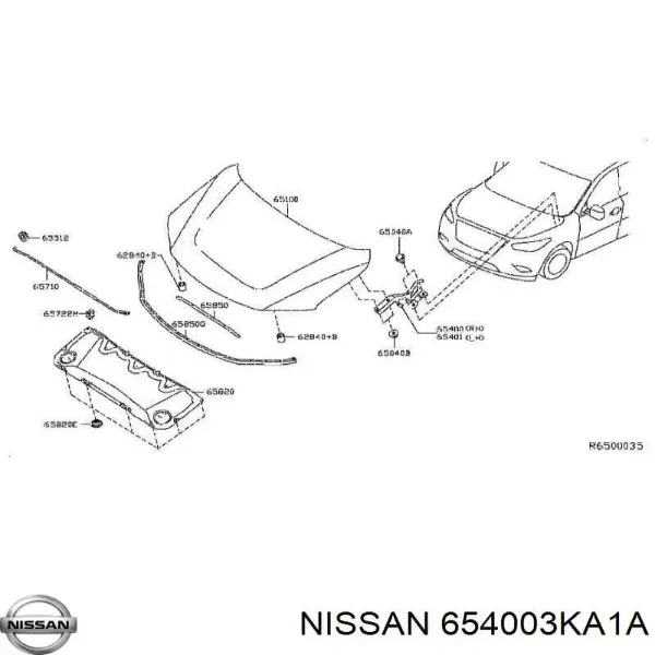 Петля капота, права 654003KA1A Nissan/Infiniti