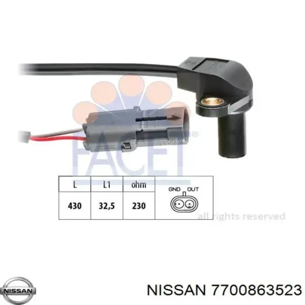 Датчик колінвала 7700863523 Nissan/Infiniti