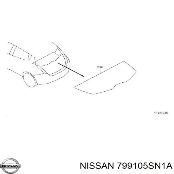 Полка салону, ззаду (багажного відсіку) 799105SN1A Nissan/Infiniti