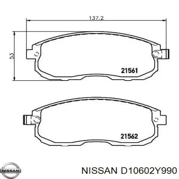 Передні тормозні колодки D10602Y990 Nissan/Infiniti