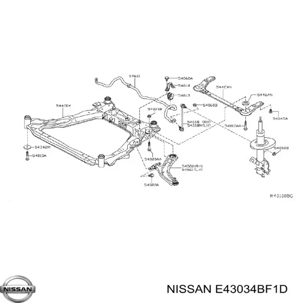 Амортизатора передній лівий E43034BF1D Nissan/Infiniti