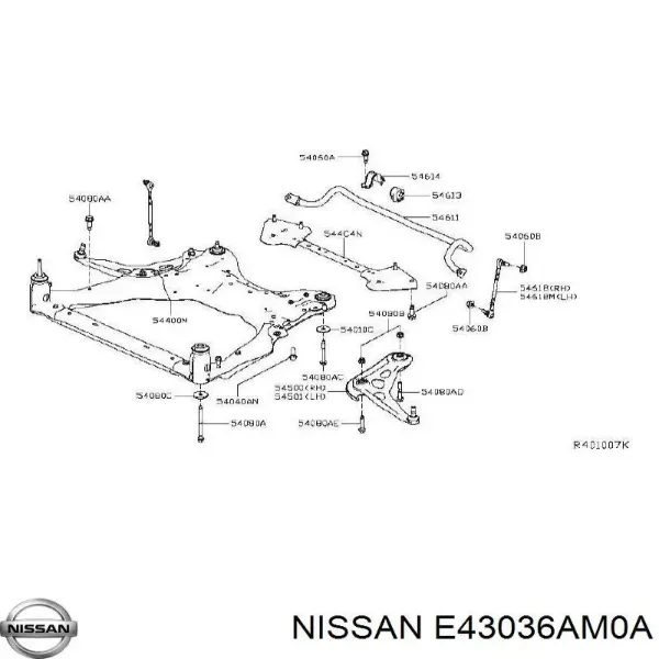Амортизатора передній лівий E43036AM0A Nissan/Infiniti