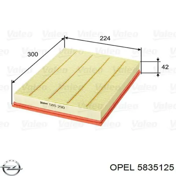 Повітряний фільтр 5835125 Opel
