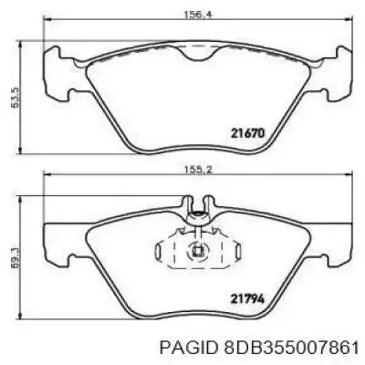Передні тормозні колодки 8DB355007861 HELLA-PAGID