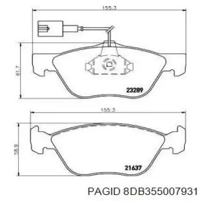Передні тормозні колодки 8DB355007931 HELLA-PAGID