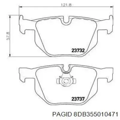 Задні гальмівні колодки 8DB355010471 HELLA-PAGID