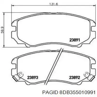 Передні тормозні колодки 8DB355010991 HELLA-PAGID