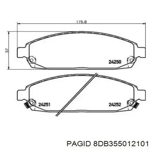 Передні тормозні колодки 8DB355012101 HELLA-PAGID