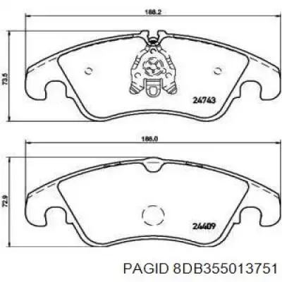 Передні тормозні колодки 8DB355013751 HELLA-PAGID