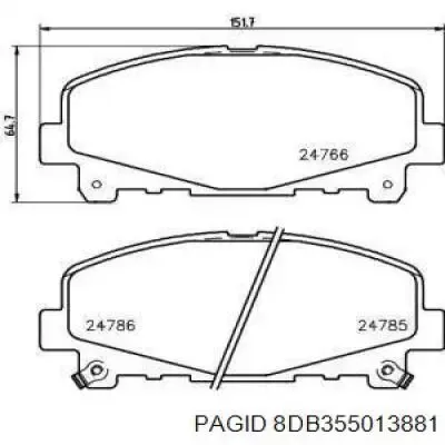 Передні тормозні колодки 8DB355013881 HELLA-PAGID