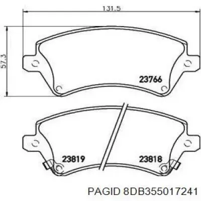 Передні тормозні колодки 8DB355017241 HELLA-PAGID