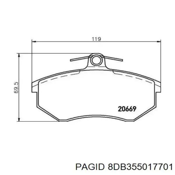 Передні тормозні колодки 8DB355017701 HELLA-PAGID