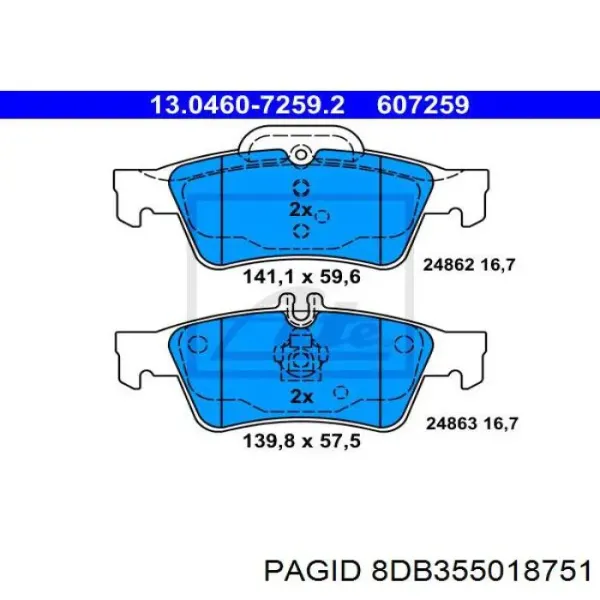 Задні гальмівні колодки 8DB355018751 HELLA-PAGID