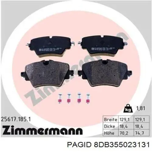 Передні тормозні колодки 8DB355023131 HELLA-PAGID