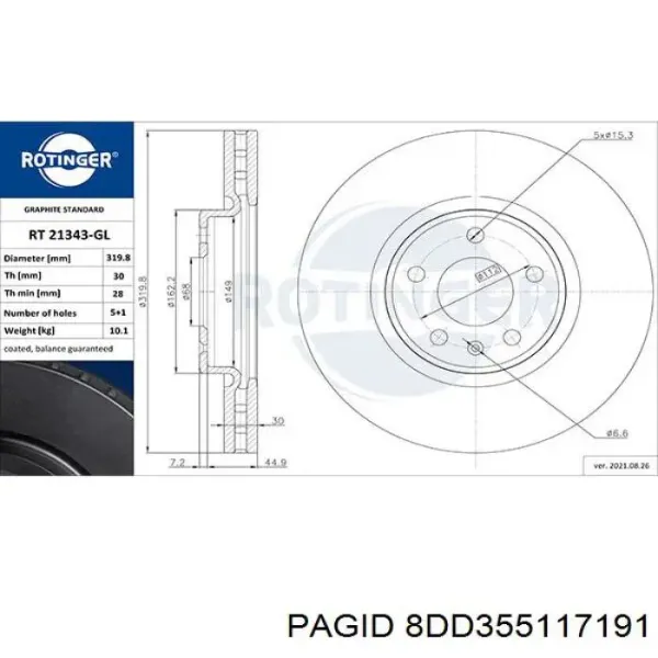 Гальмівні диски передні 8DD355117191 HELLA-PAGID