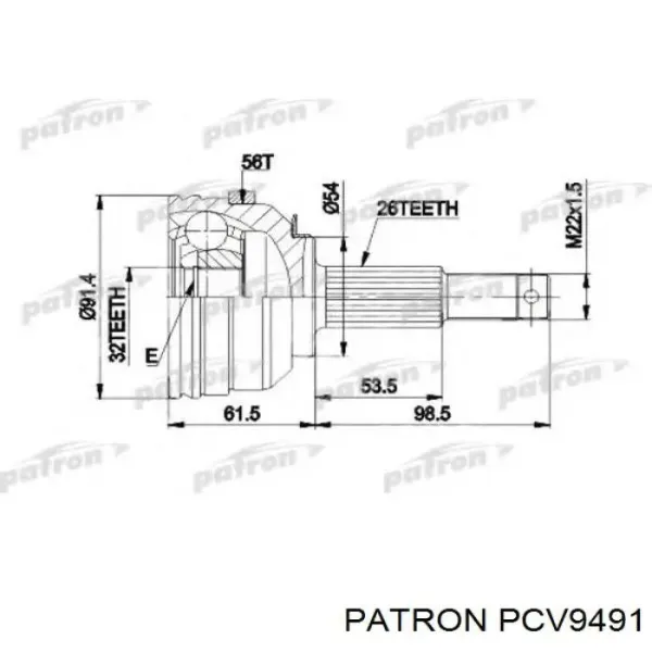 Ліва піввісь PCV9491 Patron