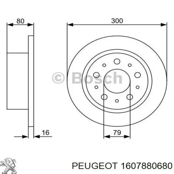 Гальмівні диски 1607880680 Peugeot/Citroen