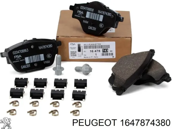 Задні гальмівні колодки 1647874380 Peugeot/Citroen