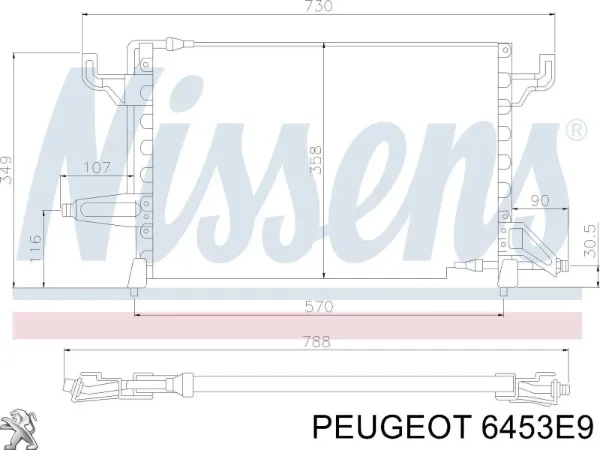 Радіатор кондиціонера 6453E9 Peugeot/Citroen
