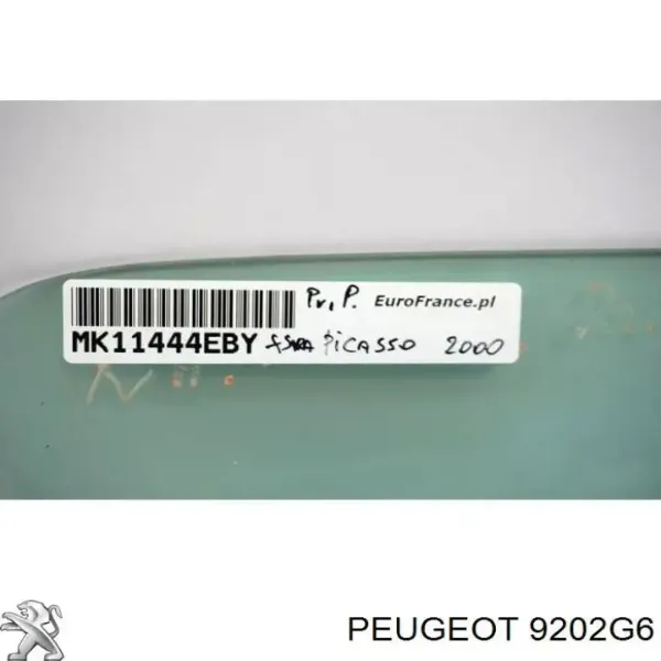 9202G6 Peugeot/Citroen Скло пасажирських дверей