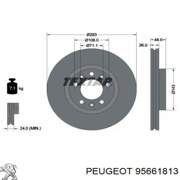 Гальмівні диски передні 95661813 Peugeot/Citroen