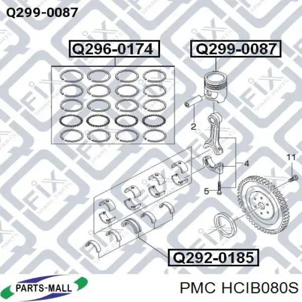 Кільця поршневі комплект на мотор, STD. HCIB080S Parts-Mall