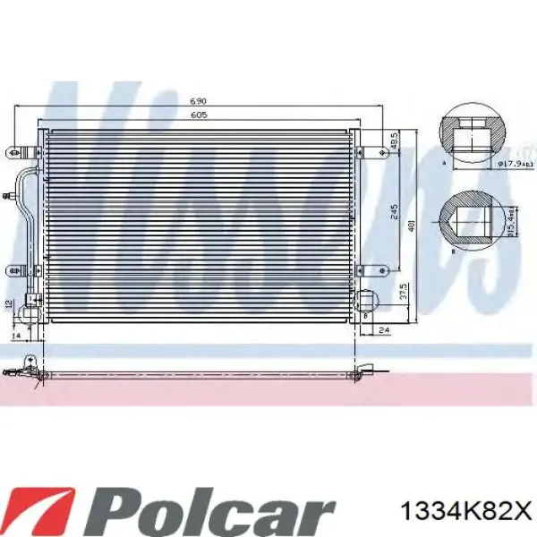 Радіатор кондиціонера 1334K82X Polcar